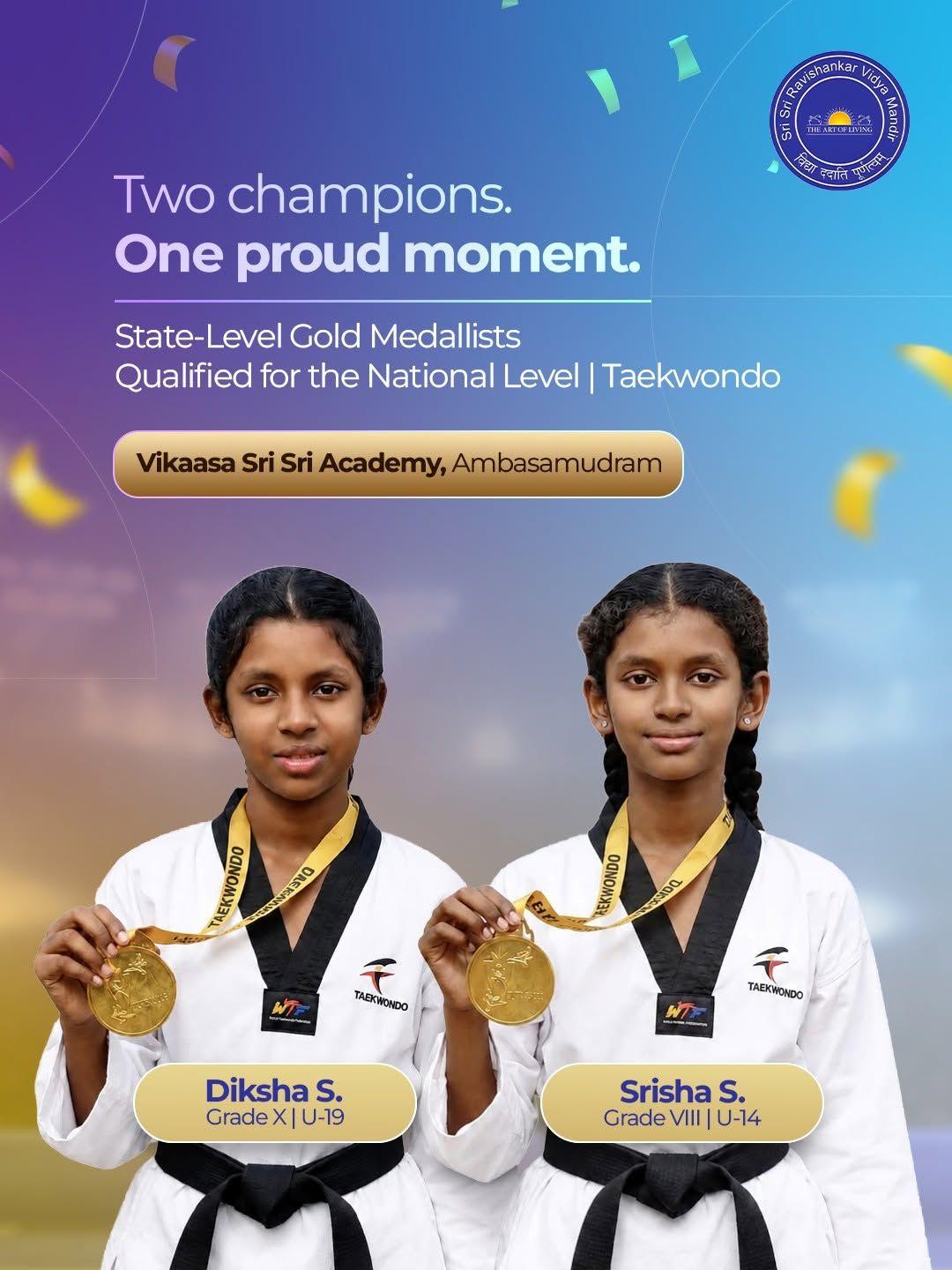 A proud moment for Vikaasa Sri Sri Academy, Ambasamudram as our students shine at the CISCE Regional Games & Sports 2026–27