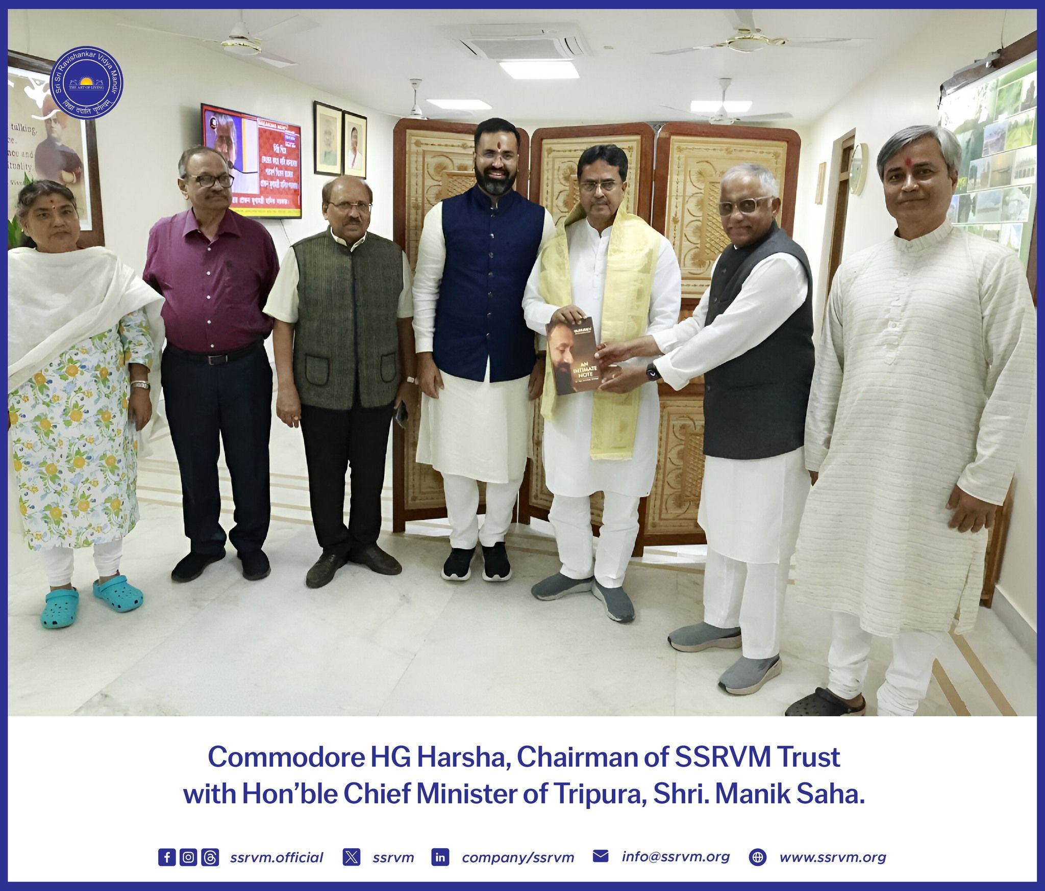 SSRVM Trust Chairman, Commodore HG Harsha, met with the Hon’ble Chief Minister of Tripura, Professor Dr.Manik Saha