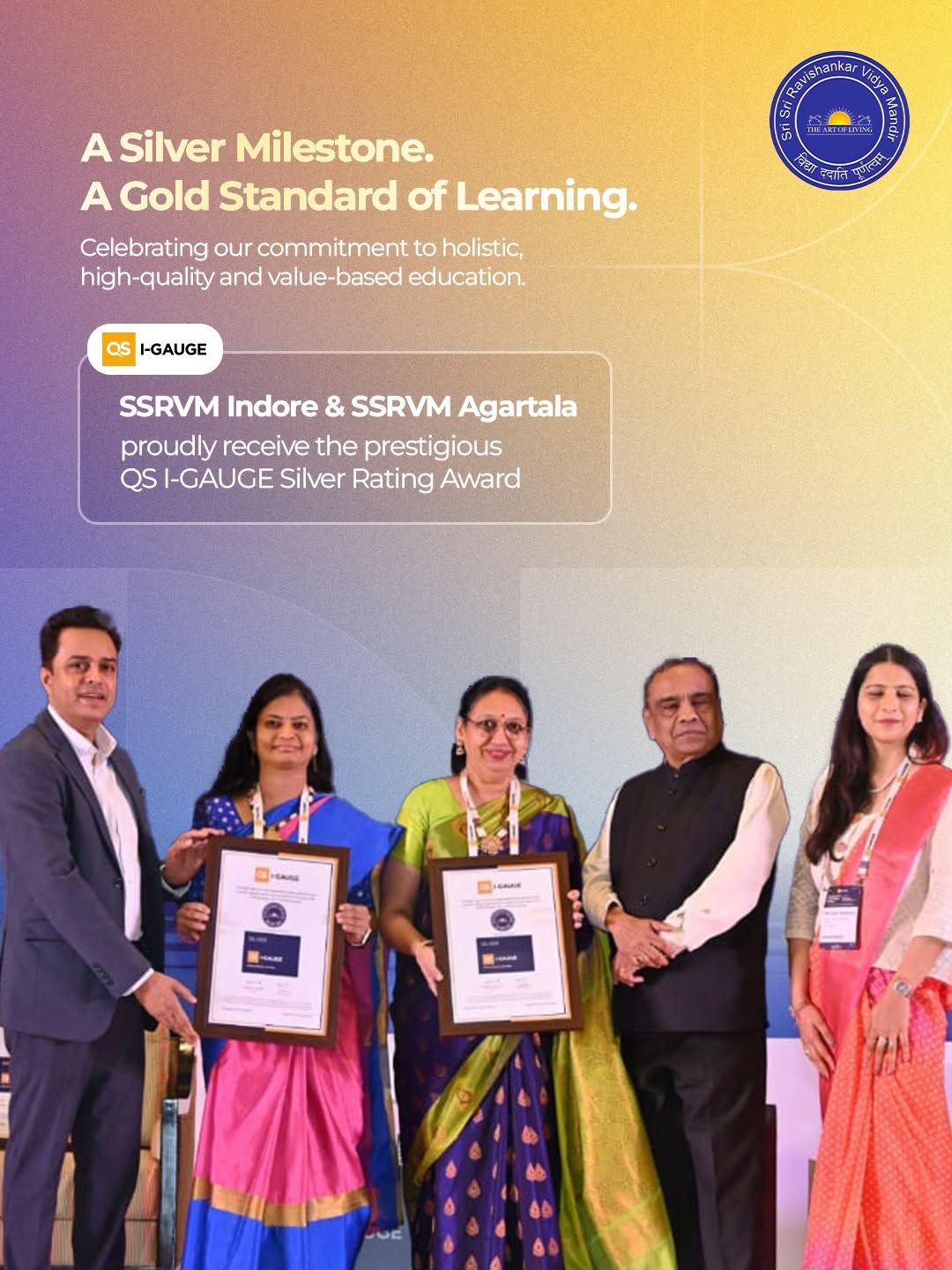 We are delighted to celebrate SSRVM Indore and SSRVM Agartala on receiving the prestigious QS I-GAUGE Silver Rating Award
