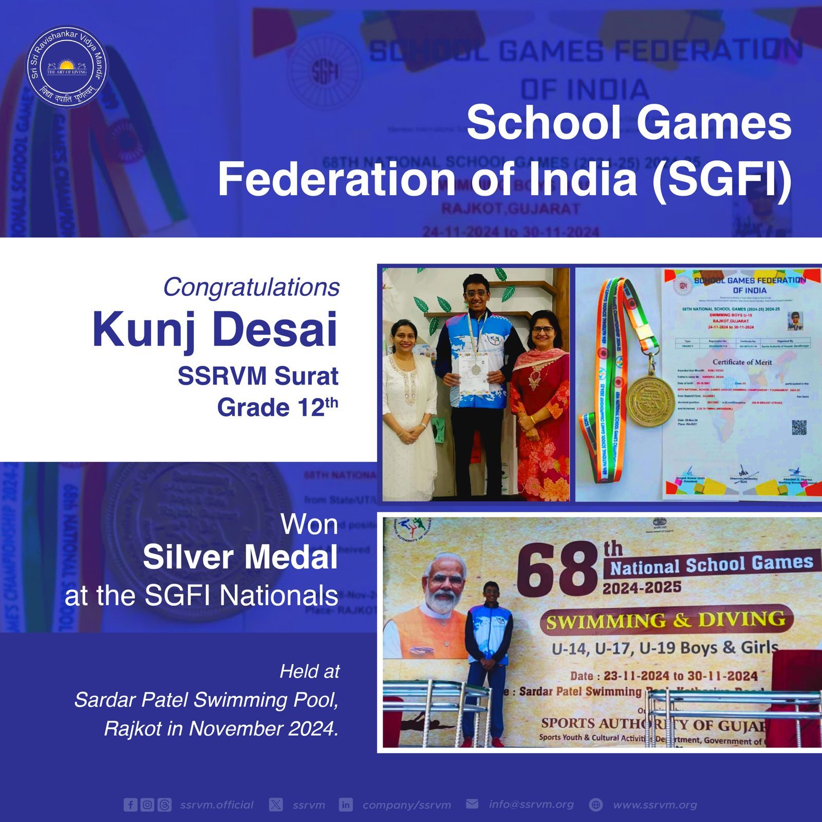 Kunj Desai, our Grade 12 student from SSRVM Surat