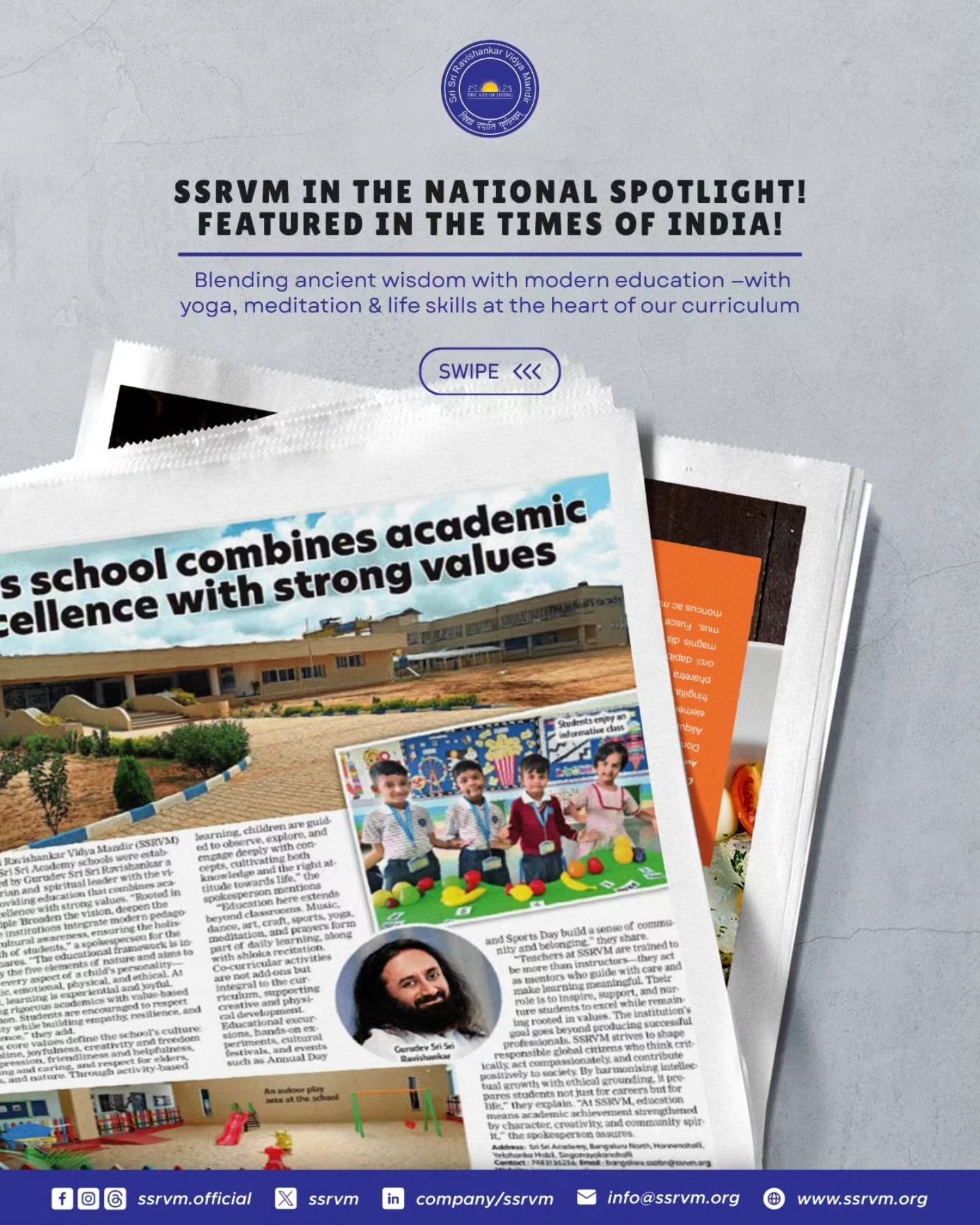 SSRVM in the National Spotlight : Featured in The Times of India 