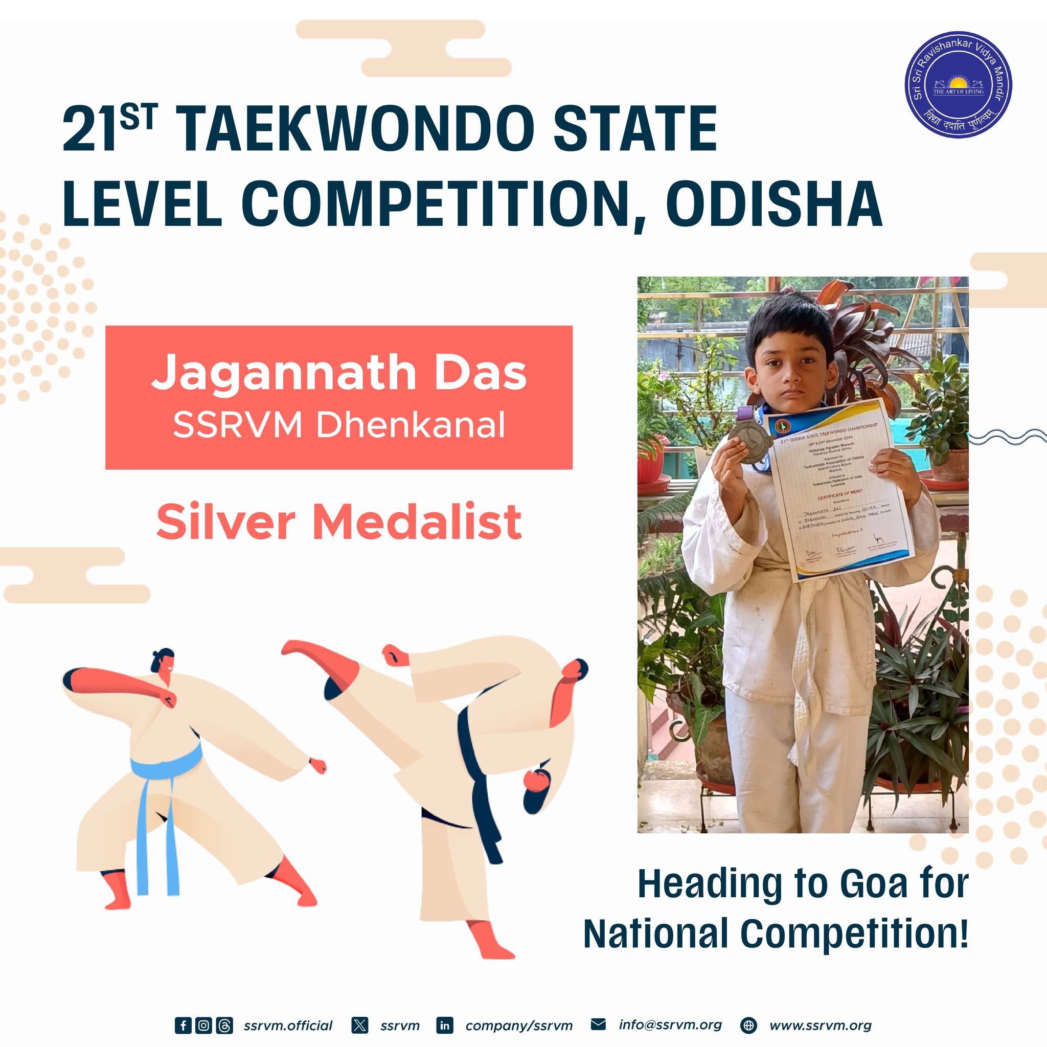 Silver Medal at the 21st Taekwondo State-Level Competition in Odisha