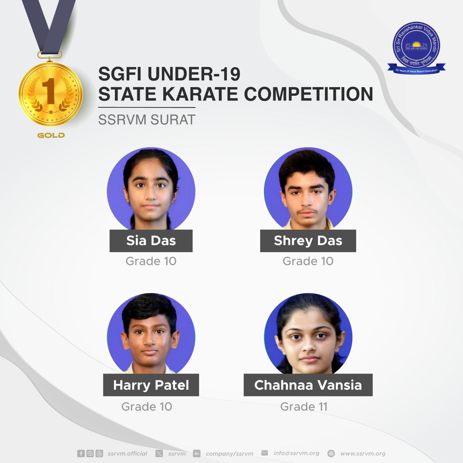 Gold medals at the State Level SGFI Karate U-19 Boys and Girls 